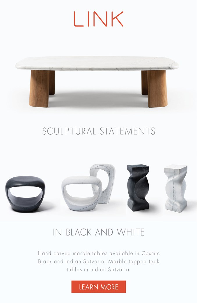 Email campaign for sculptural marble tables