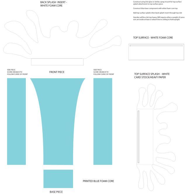 Production drawing for the splash standee