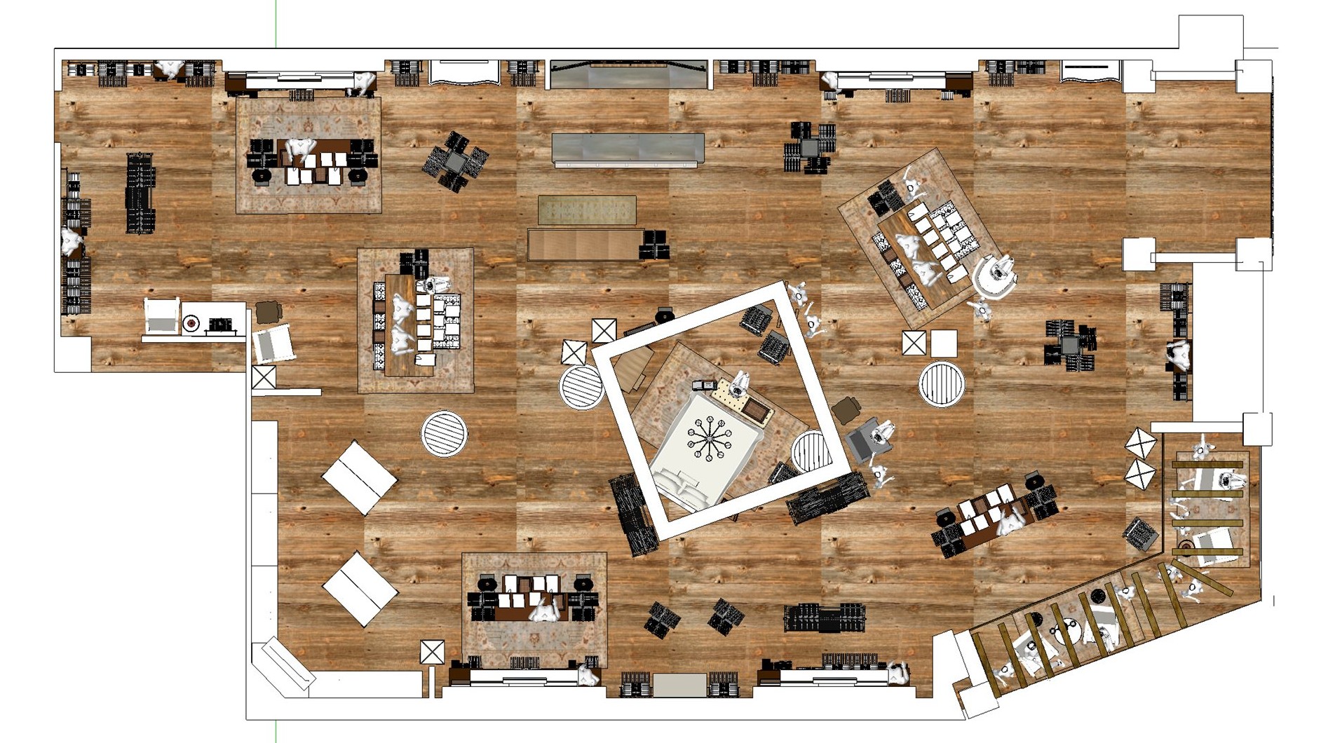 Overhead 3D plan of the Short Pump store layout