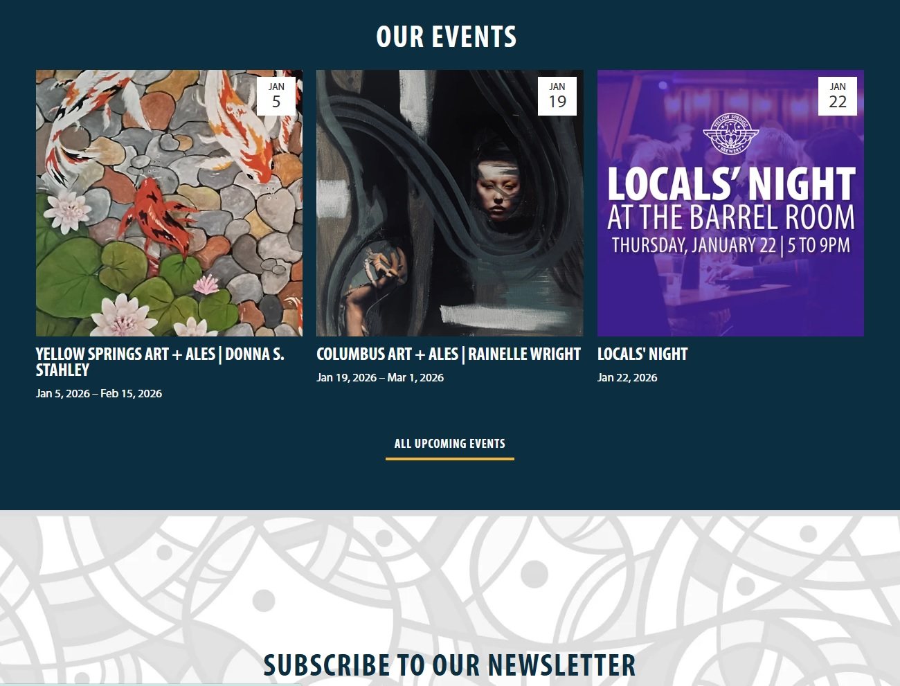 Redesigned website events page